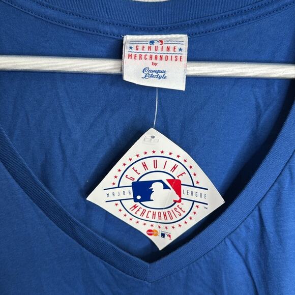 MLB Cubs Chicago Genuine Merchandise S/S V-Neck Shirt Graphic Logo W1660 Sz M - Picture 2 of 6